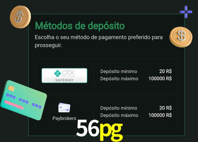 O cassino 56pg oferece uma grande variedade de métodos de pagamento